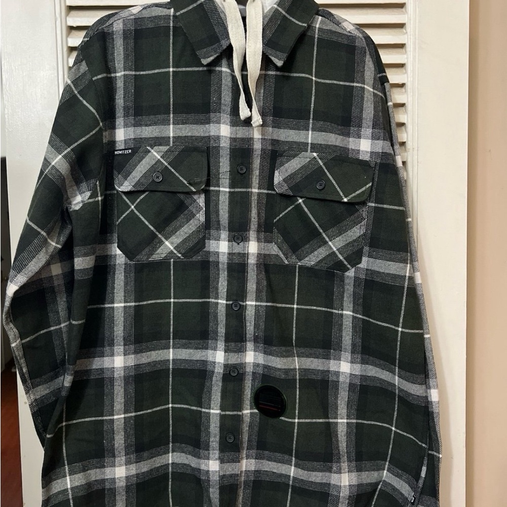 Men's Green Plaid Shirt Jacket